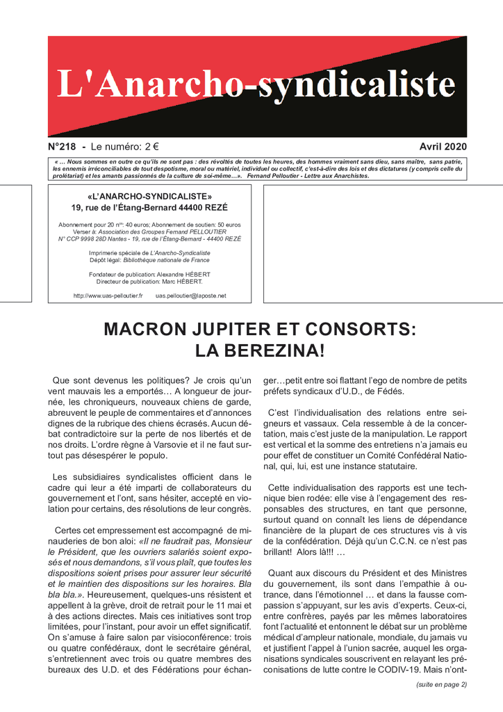 thumbnail of L’Anarcho-syndicaliste  n°218
