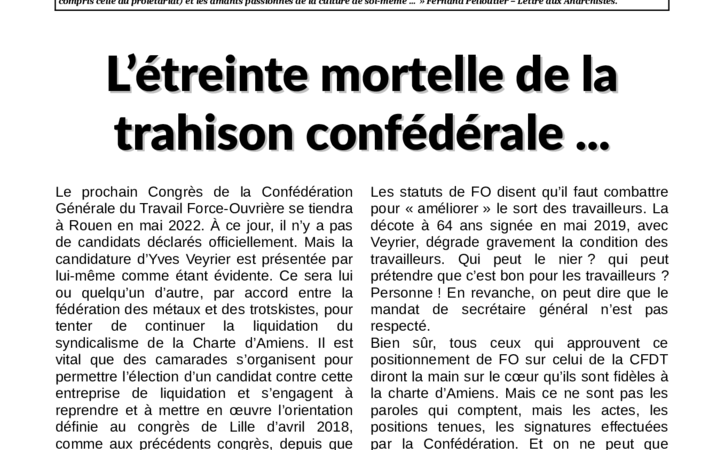 L’Anarcho-Syndicaliste n° 226 – Octobre 2021