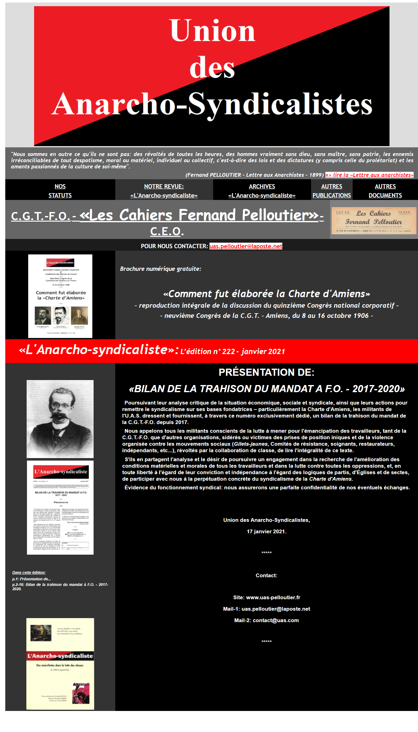Archives de « l'Anarchosyndicaliste » 2013/2020 L'AnarchoSyndicaliste